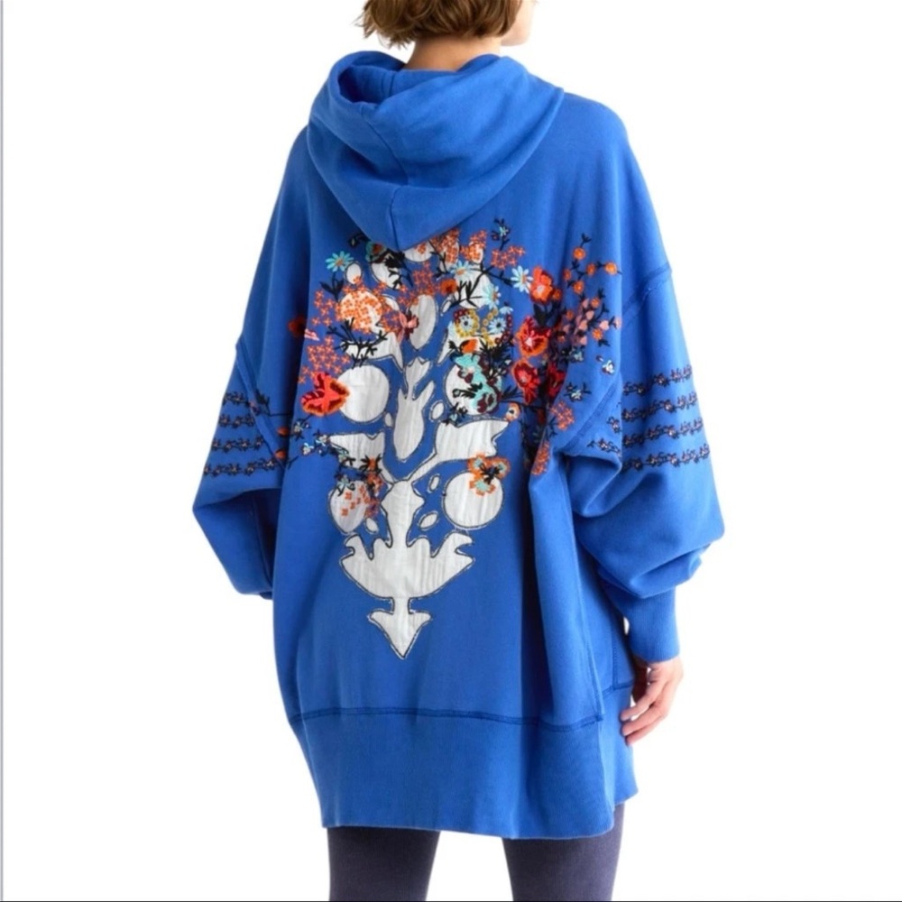 Free People Movement At My Best Embroidered Hoodie Sweatshirt Sz S NWT Fits to L